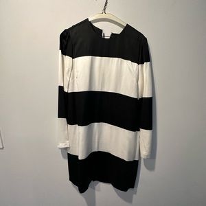 Long Sleeve Black and white Dress